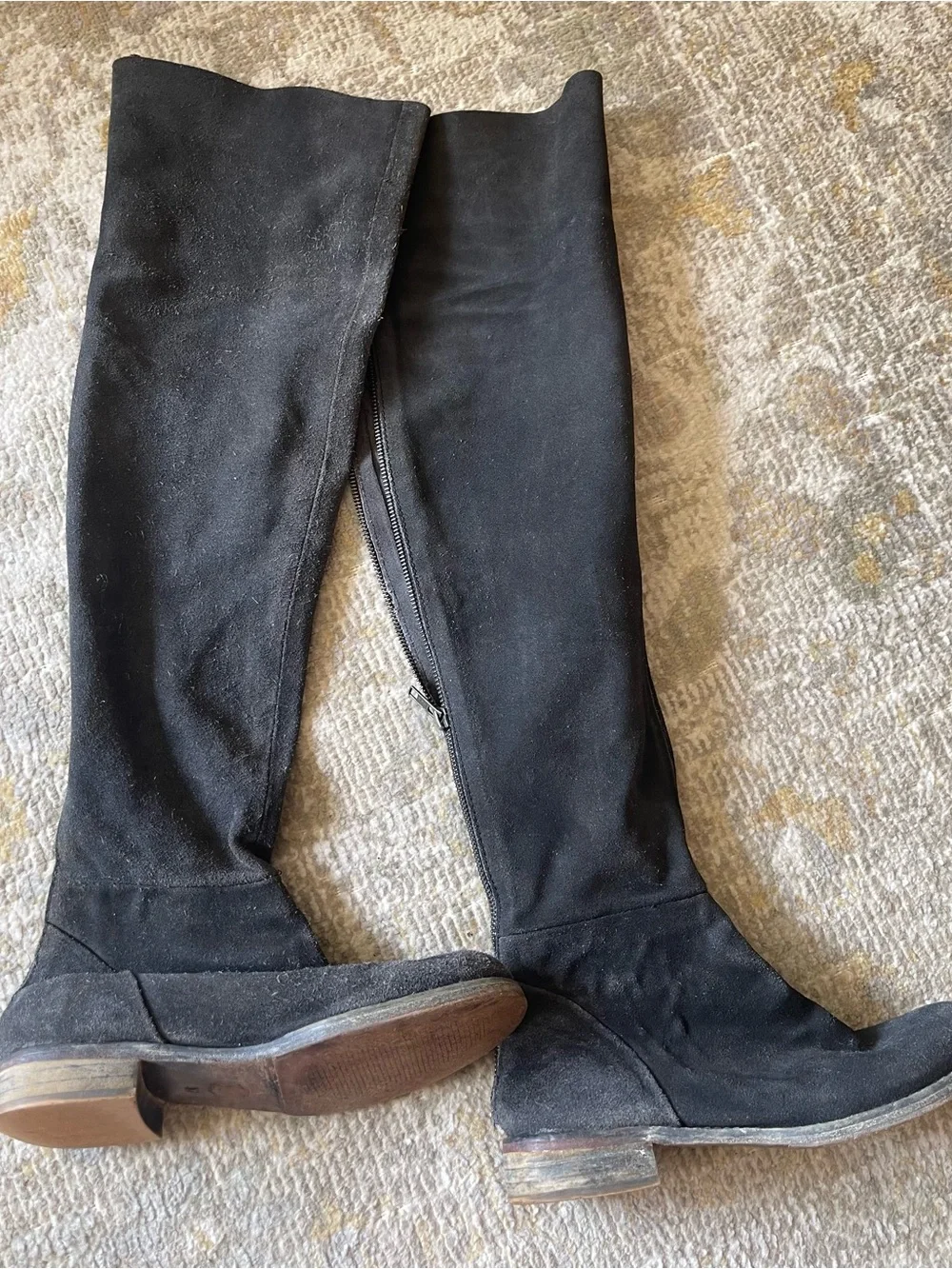 Free People Carlisle Over-the-Knee Black Suede Boots